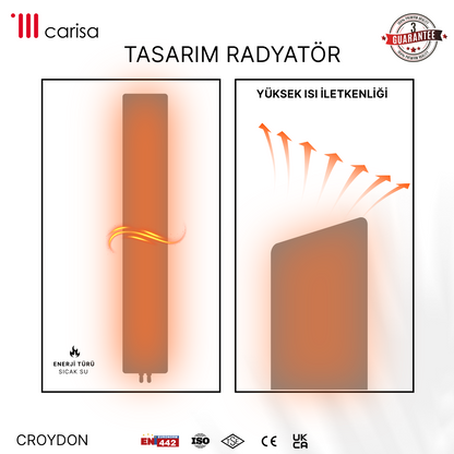 Carisa Croydon Radiateur Design Mince en Acier Vertical Design Moderne Gris Clair