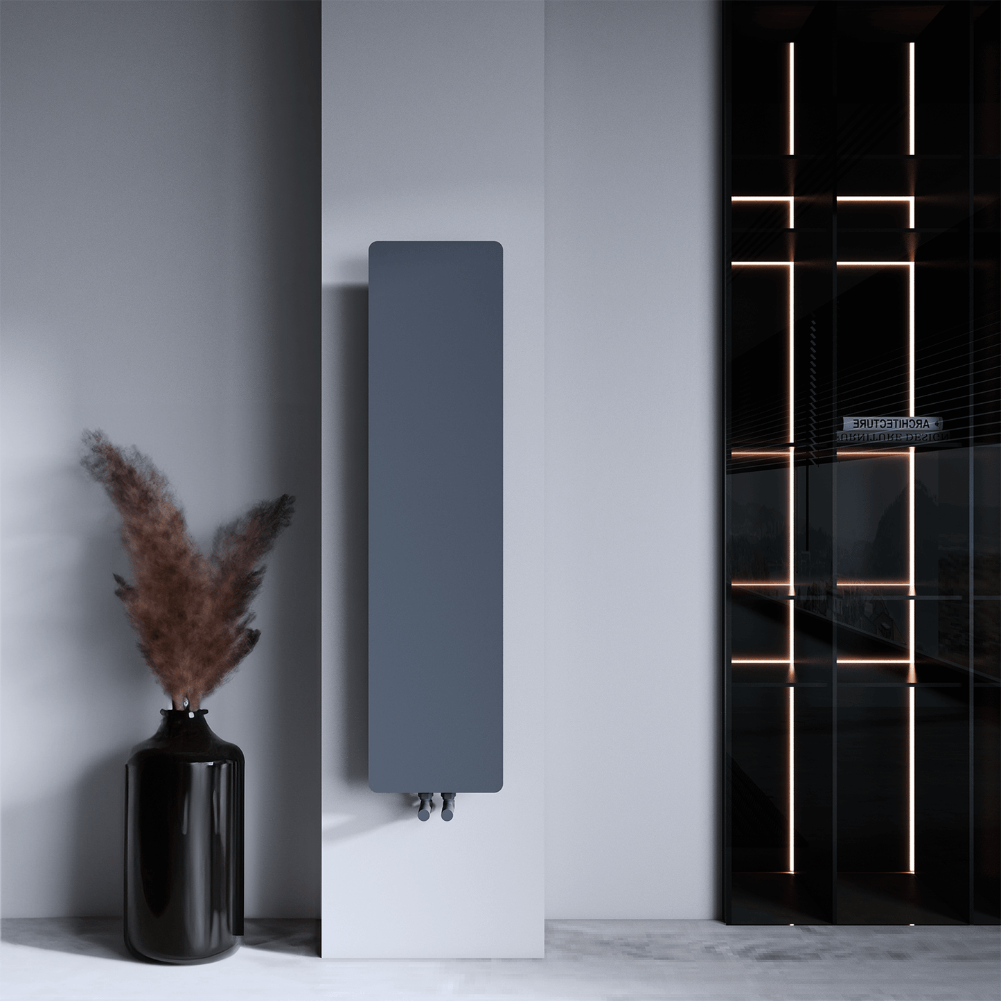 Carisa Croydon Radiateur Design Mince en Acier Vertical Design Moderne Gris foncé