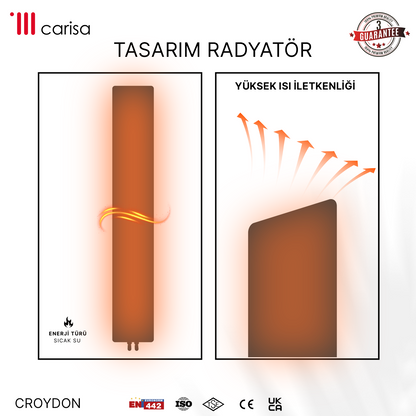 Carisa Croydon Radiateur Design Mince en Acier Vertical Design Moderne Noir