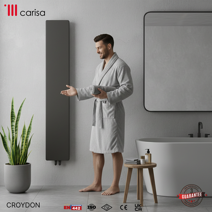 Carisa Croydon Radiateur Design Mince en Acier Vertical Design Moderne Noir