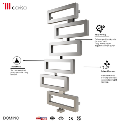 Carisa Domino Sèche-Serviettes en Acier Inoxydable Design Moderne Miroir Poli