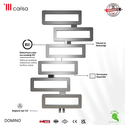 Carisa Domino Sèche-Serviettes en Acier Inoxydable Design Moderne Miroir Poli