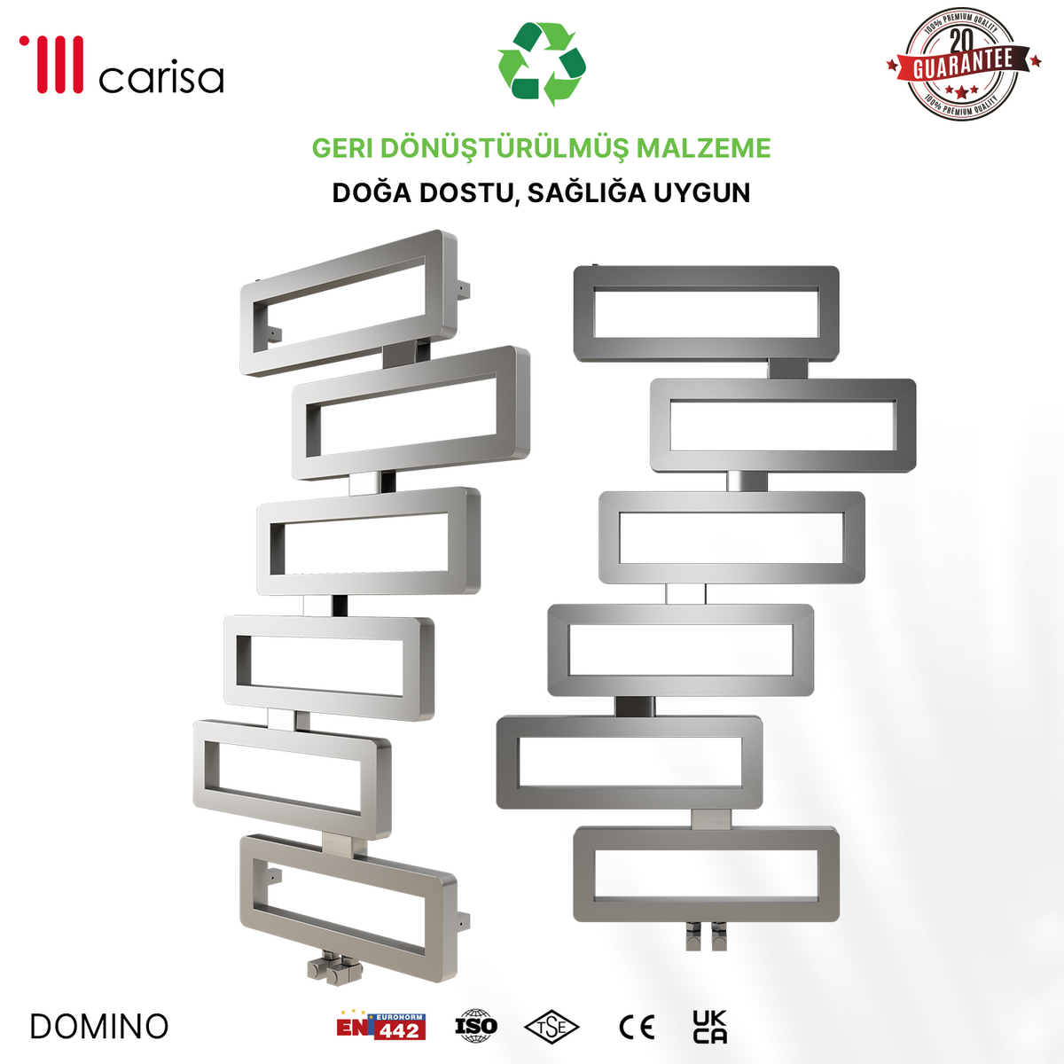 Carisa Domino Sèche-Serviettes en Acier Inoxydable Design Moderne Miroir Poli