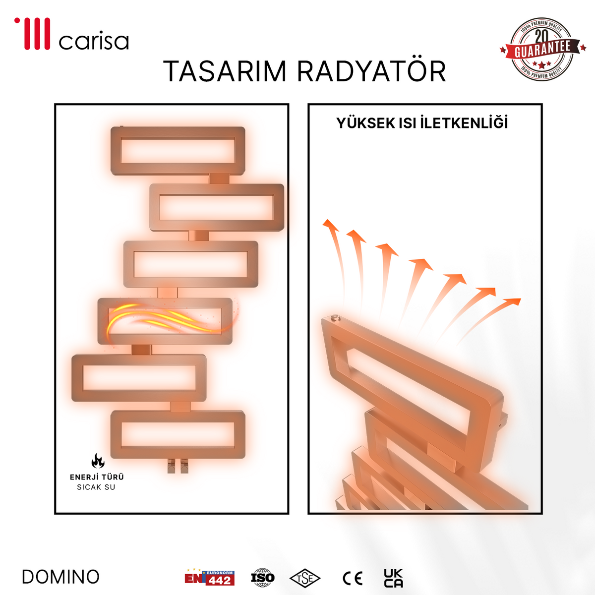 Carisa Domino Sèche-Serviettes en Acier Inoxydable Design Moderne Miroir Poli
