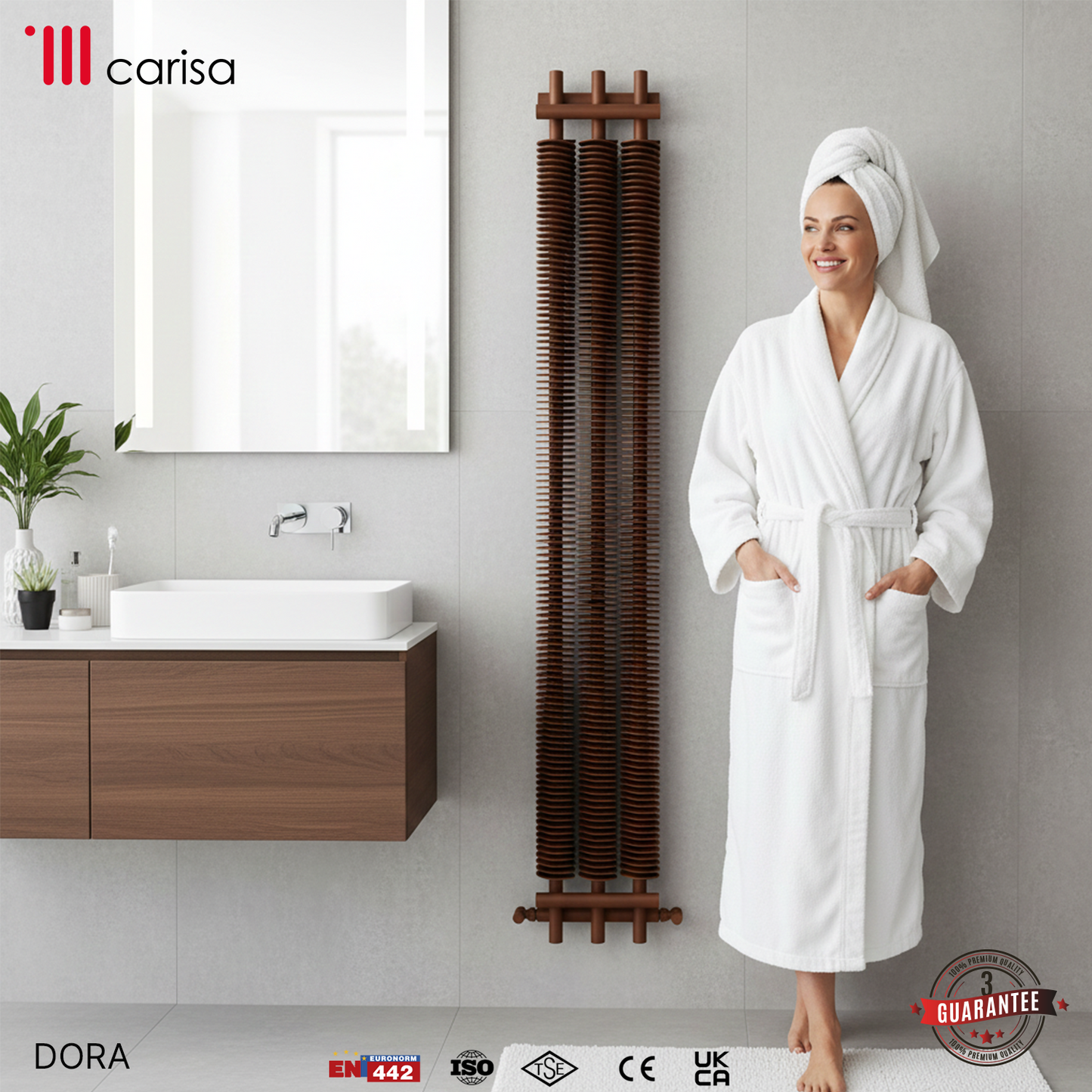 Carisa Dora Radiateur en Acier Vertical Design Moderne Cuivre Mat Métallisé