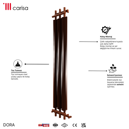 Carisa Dora Radiateur en Acier Vertical Design Moderne Cuivre Mat Métallisé