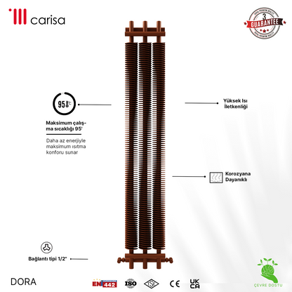 Carisa Dora Radiateur en Acier Vertical Design Moderne Cuivre Mat Métallisé