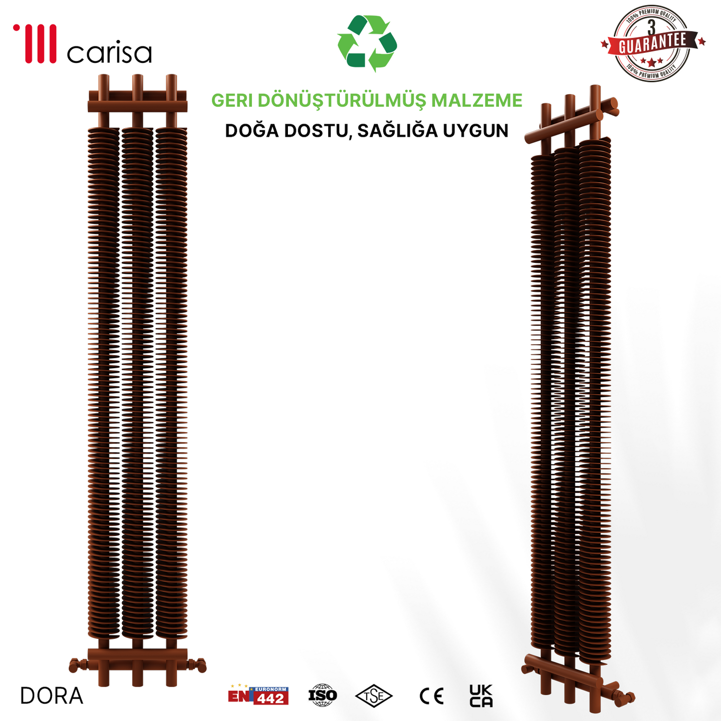 Carisa Dora Radiateur en Acier Vertical Design Moderne Cuivre Mat Métallisé