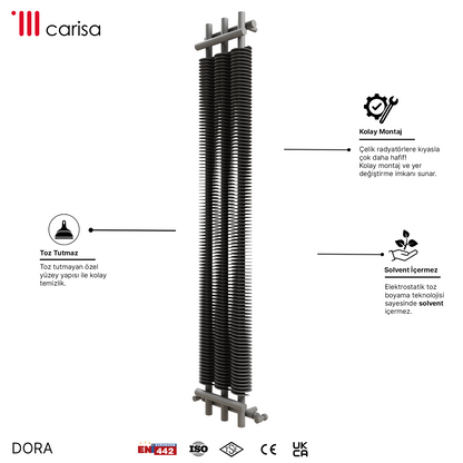 Carisa Dora Radiateur en Acier Vertical Design Moderne Gris Clair