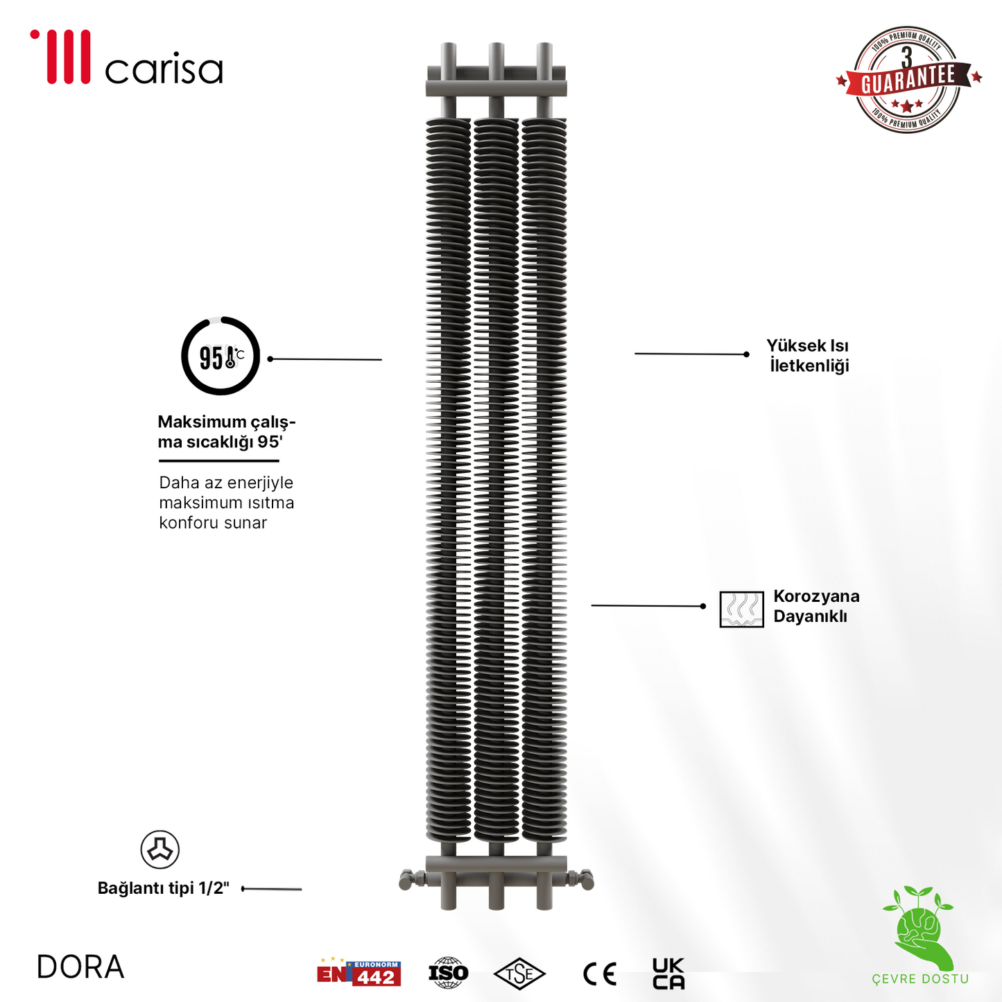 Carisa Dora Radiateur en Acier Vertical Design Moderne Gris Clair