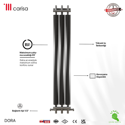 Carisa Dora Radiateur en Acier Vertical Design Moderne Gris Clair