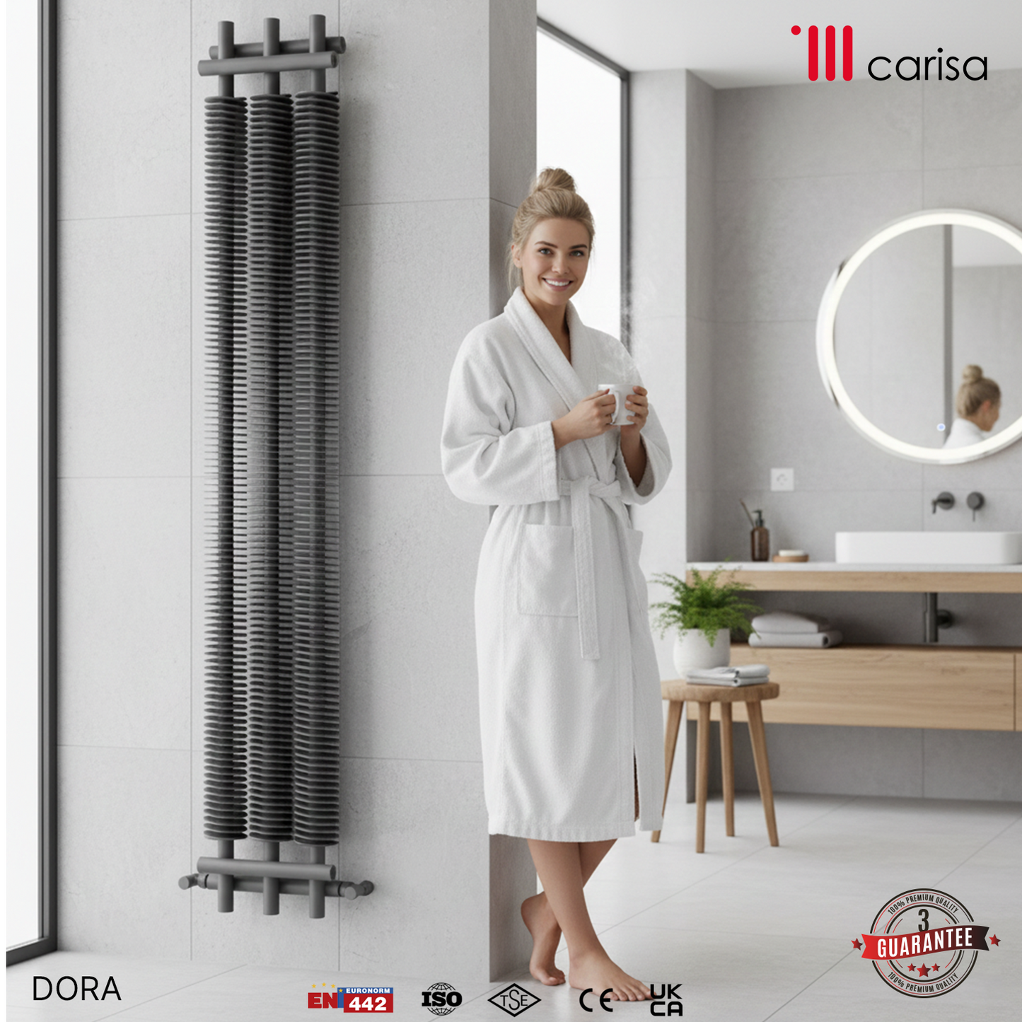 Carisa Dora Radiateur en Acier Vertical Design Moderne Gris Clair