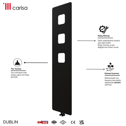 Carisa Dublin Radiateur Design Mince en Acier Vertical Design Moderne Noir