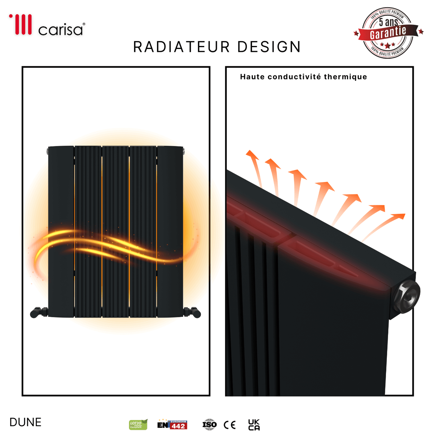 Carisa Dune Radiateur en Aluminium Horizontal Design Moderne Anthracite