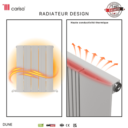 Carisa Dune Radiateur en Aluminium Horizontal Design Moderne Blanc