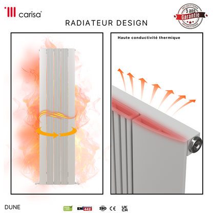 Carisa Dune Radiateur en Aluminium Vertical Design Moderne Blanc
