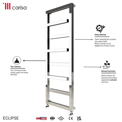 Carisa Eclipse Sèche-Serviettes en Acier Inoxydable Design Moderne Miroir Poli