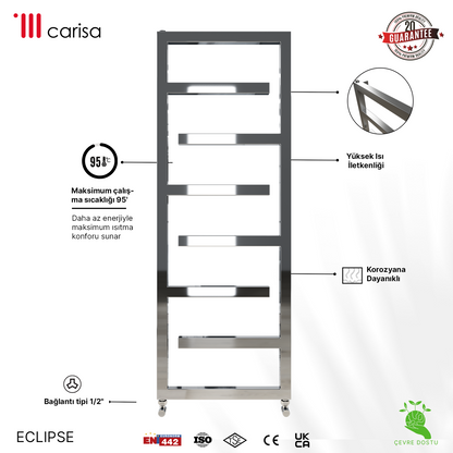 Carisa Eclipse Sèche-Serviettes en Acier Inoxydable Design Moderne Miroir Poli