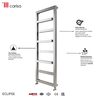 Carisa Eclipse Sèche-Serviettes en Acier Inoxydable Design Moderne Satiné Poli