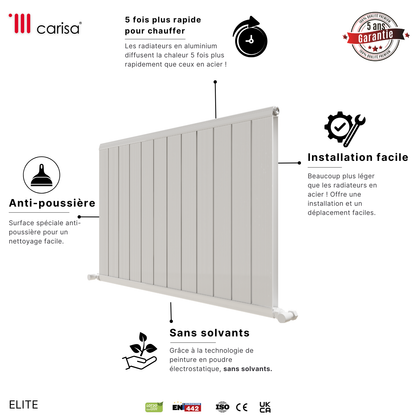Carisa Elite Radiateur en Aluminium Horizontal Design Moderne Blanc
