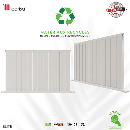 Carisa Elite Radiateur en Aluminium Horizontal Design Moderne Glossy Blanc