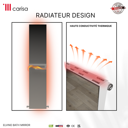 Carisa Elvino Bath Mirror Sèche-Serviettes en Aluminium Design Moderne Blanc