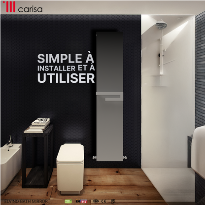 Carisa Elvino Bath Mirror Sèche-Serviettes en Aluminium Design Moderne Blanc