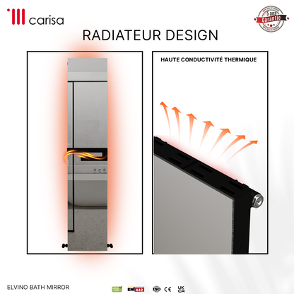 Carisa Elvino Bath Mirror Sèche-Serviettes en Aluminium Design Moderne Noir