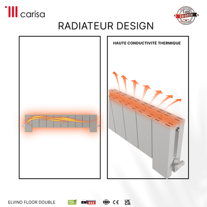 Carisa Elvino Floor Radiateur en Aluminium Horizontal Design Moderne Blanc