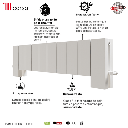 Carisa Elvino Floor Radiateur en Aluminium Horizontal Design Moderne Blanc
