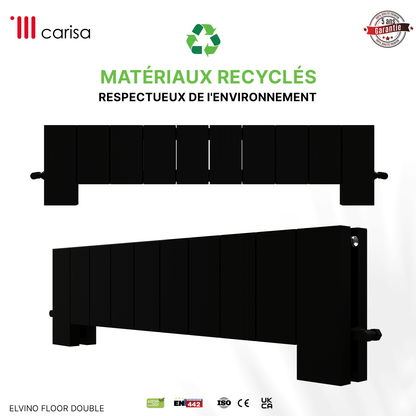 Carisa Elvino Floor Radiateur en Aluminium Horizontal Design Moderne Noir