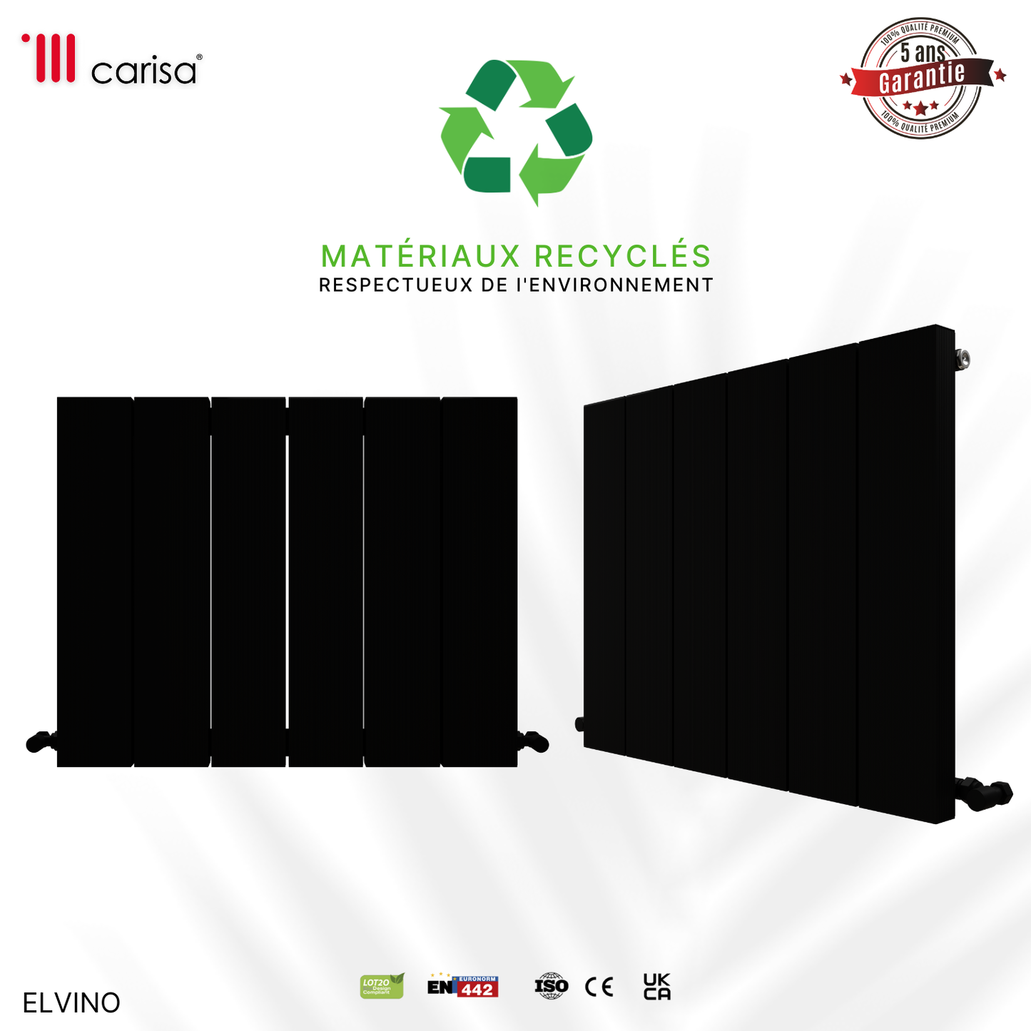 Carisa Elvino Radiateur en Aluminium Horizontal Design Moderne Noir