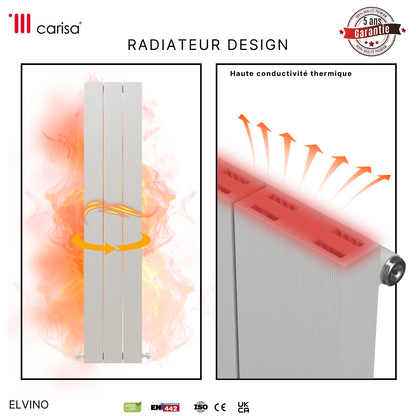 Carisa Elvino Radiateur en Aluminium Vertical Design Moderne Blanc