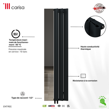 Carisa Entree Radiateur en Aluminium Vertical Design Moderne Anthracite