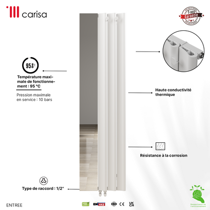 Carisa Entree Radiateur en Aluminium Vertical Design Moderne Blanc