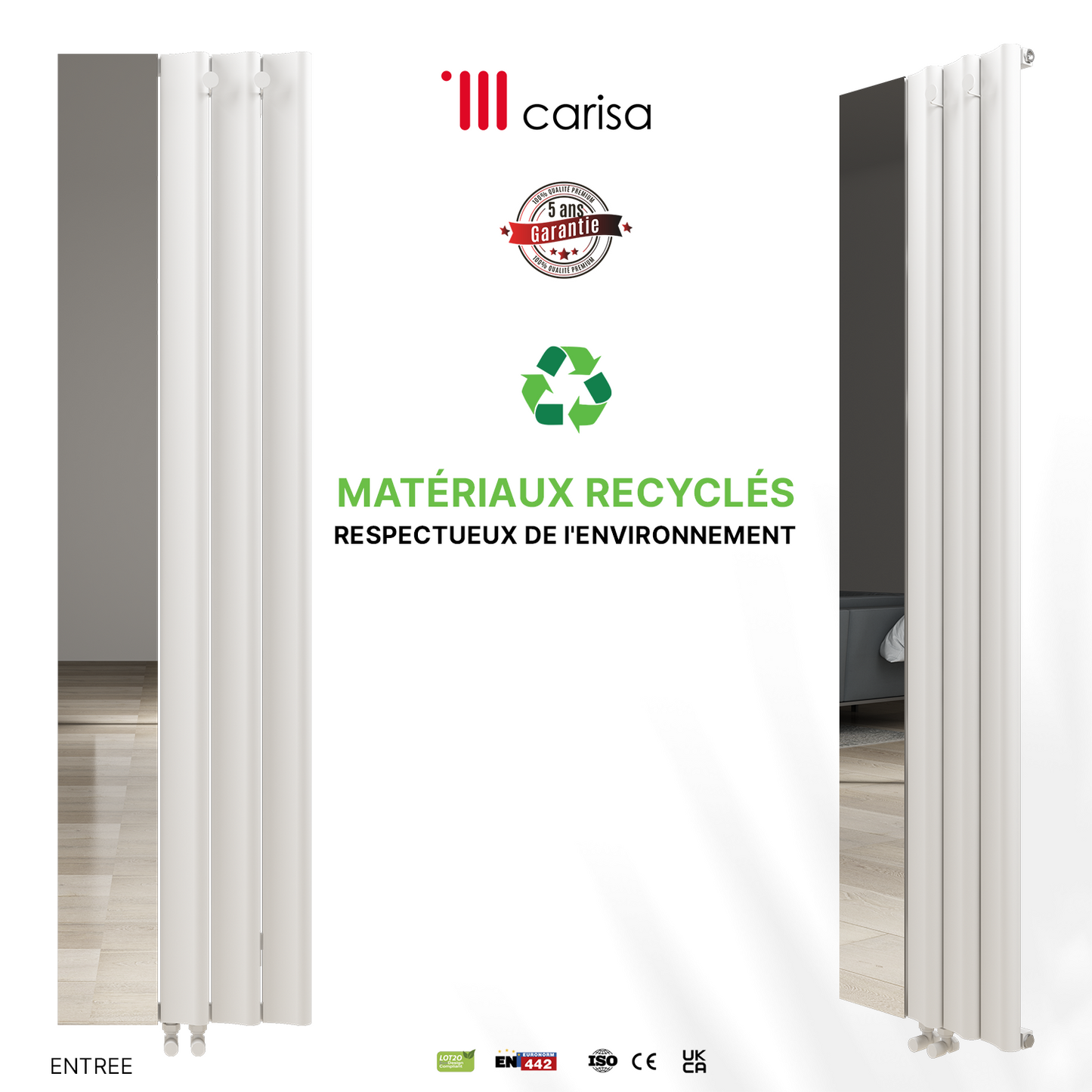 Carisa Entree Radiateur en Aluminium Vertical Design Moderne Blanc