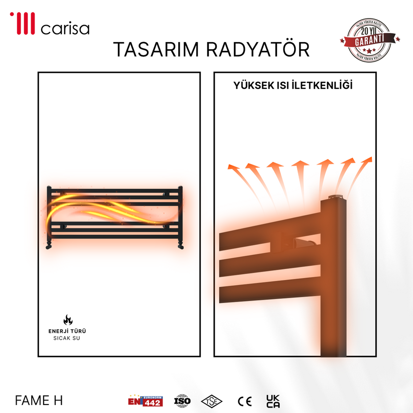 sèche-serviettes aluminium design anthracite Carisa Fame H – radiateur design moderne, haute conductivité thermique, chauffage à eau chaude
