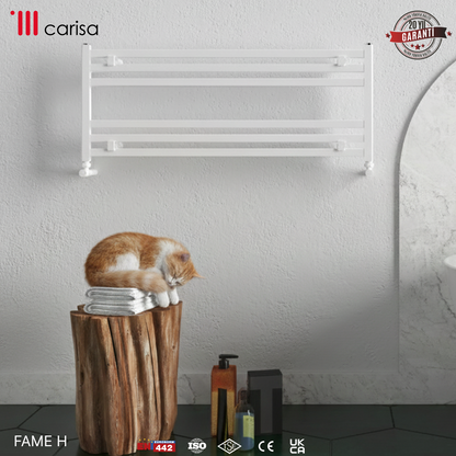 sèche-serviettes en aluminium design moderne Carisa Fame H blanc mural, radiateur salle de bain avec garantie 20 ans