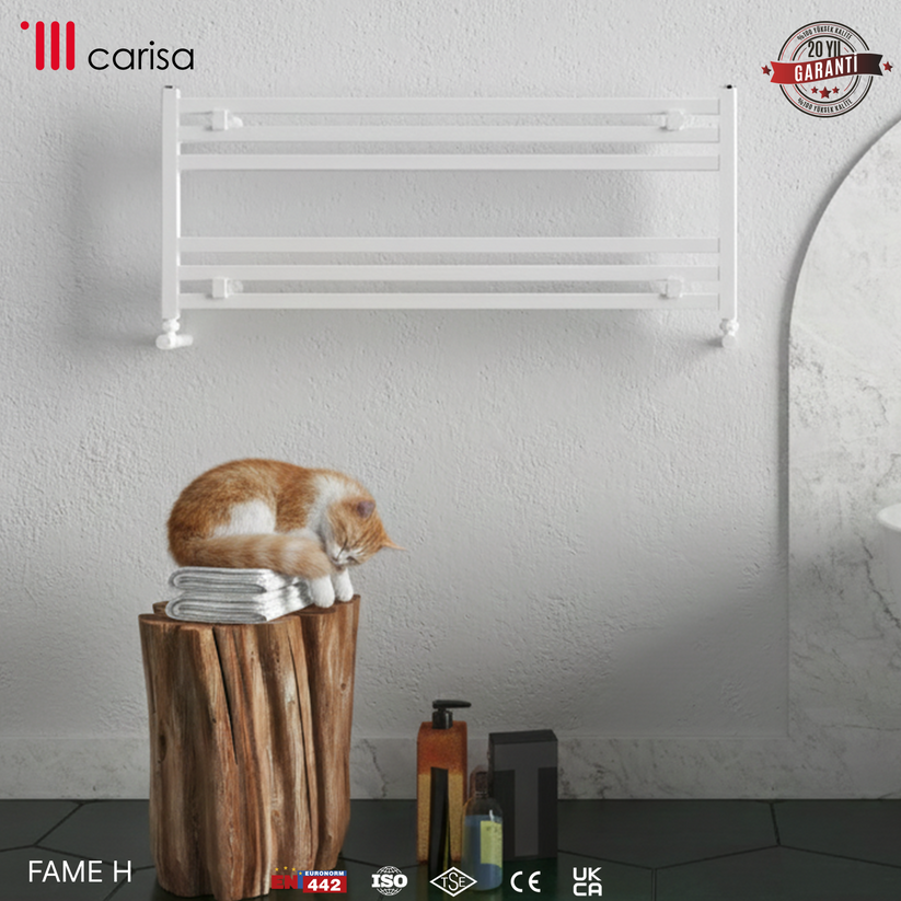 sèche-serviettes en aluminium design moderne Carisa Fame H blanc mural, radiateur salle de bain avec garantie 20 ans