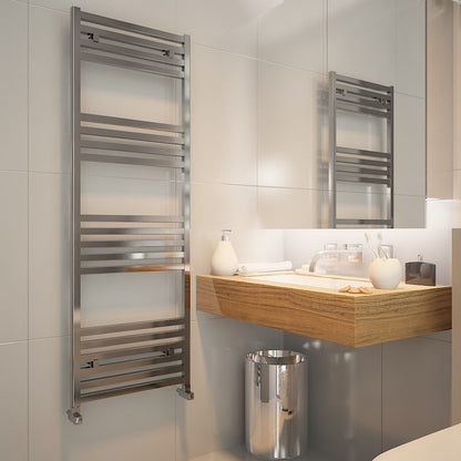 sèche-serviettes aluminium design moderne Carisa Carisa Fame anodisé poli, radiateur salle de bain mural à barres, finition aluminium