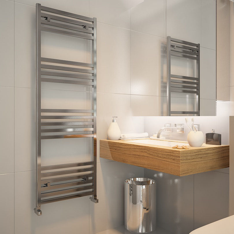 sèche-serviettes aluminium design moderne Carisa Carisa Fame anodisé poli, radiateur salle de bain mural à barres, finition aluminium