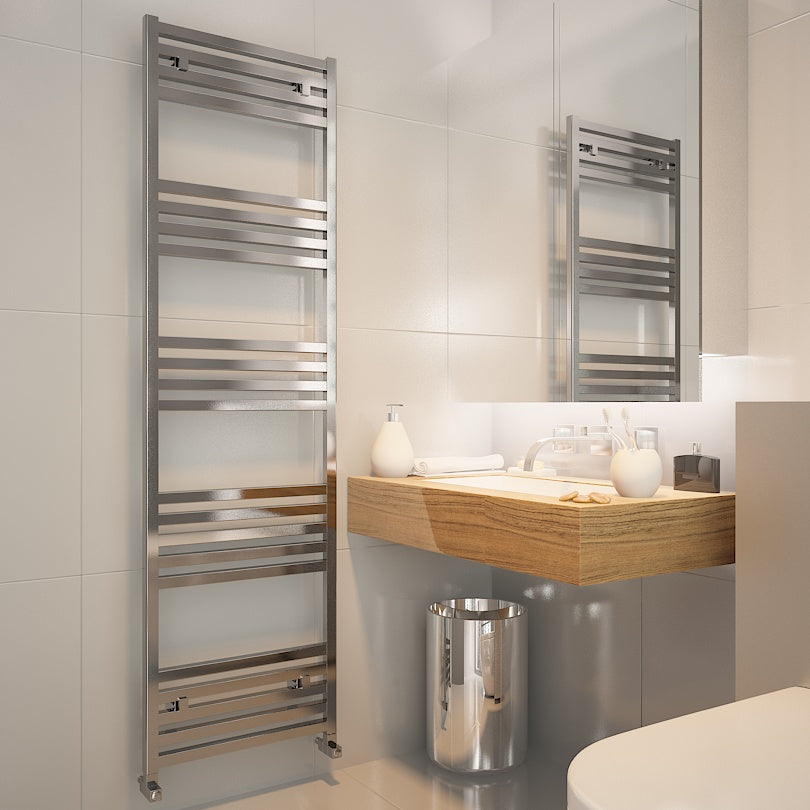 Alt Tag: sèche-serviettes aluminium design moderne Carisa Carisa Fame anodisé poli, radiateur porte-serviettes mural dans salle de bain