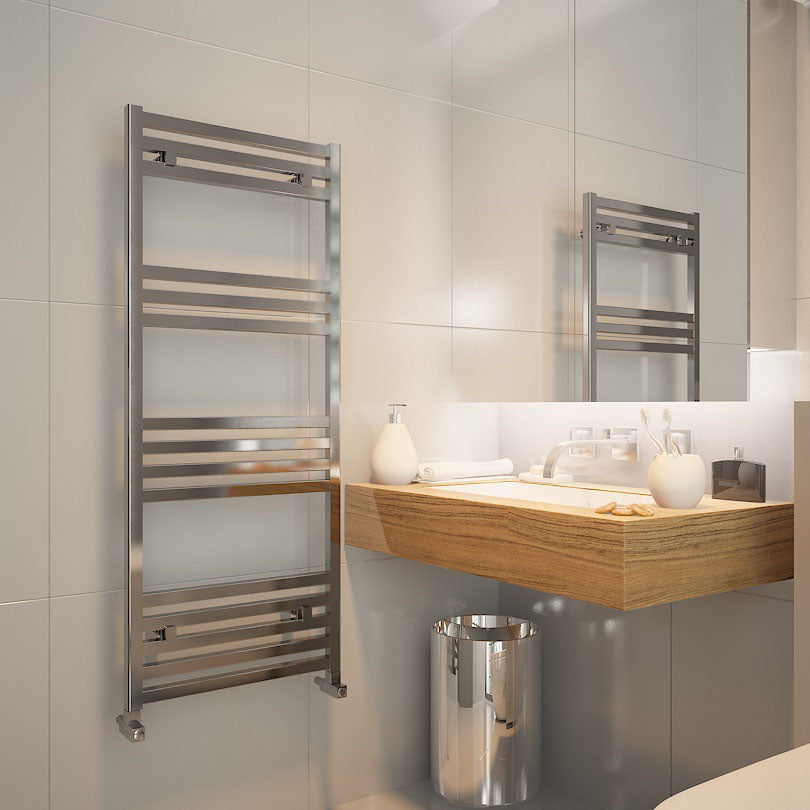 sèche-serviettes aluminium design moderne Carisa en salle de bain, modèle Carisa Fame anodisé poli, radiateur mural porte-serviettes