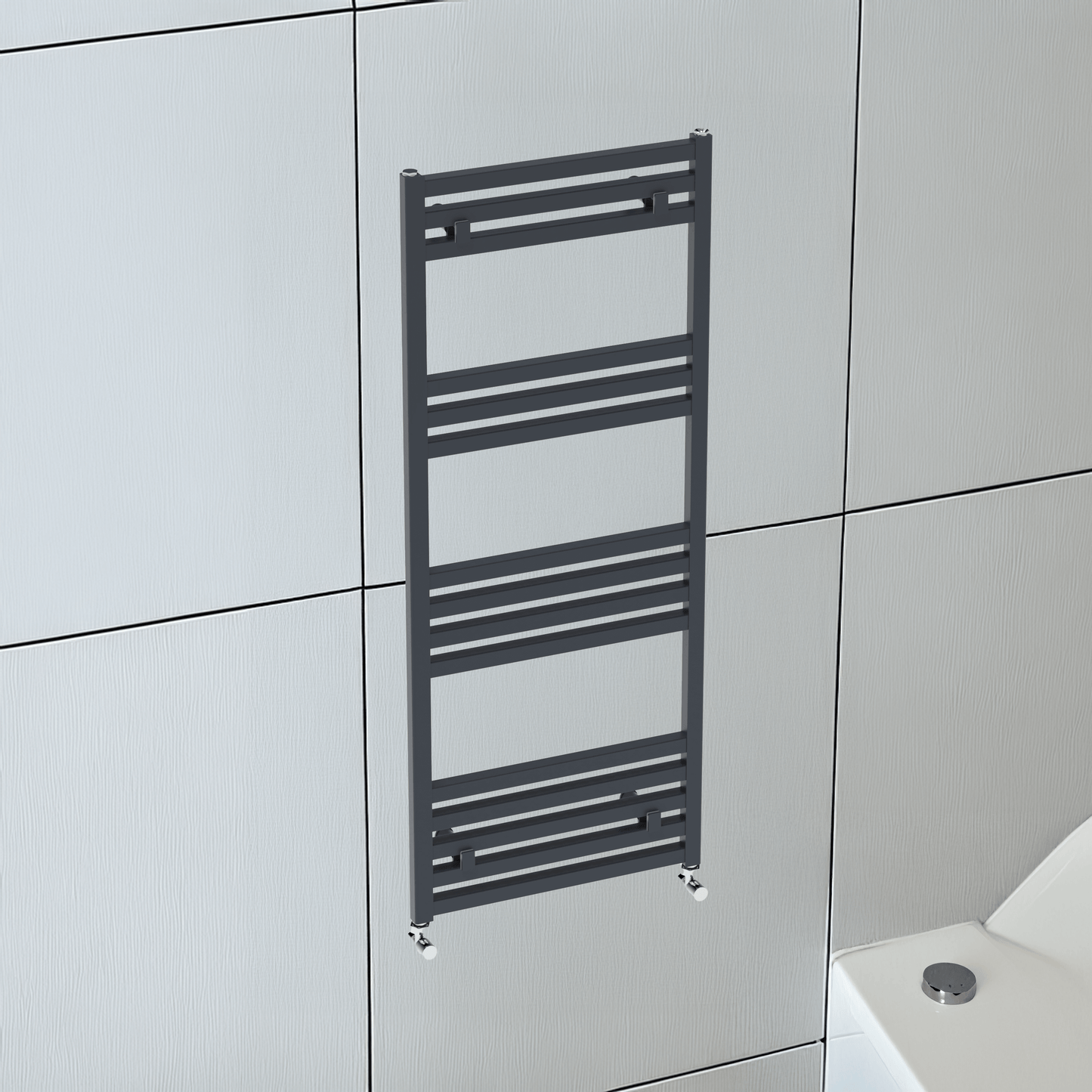 Alt Tag: sèche-serviettes aluminium design anthracite Carisa Fame, radiateur mural moderne pour salle de bain, finition anthracite