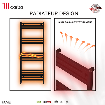 sèche-serviettes aluminium design anthracite Carisa Fame radiateur design, haute conductivité thermique, modèle mural