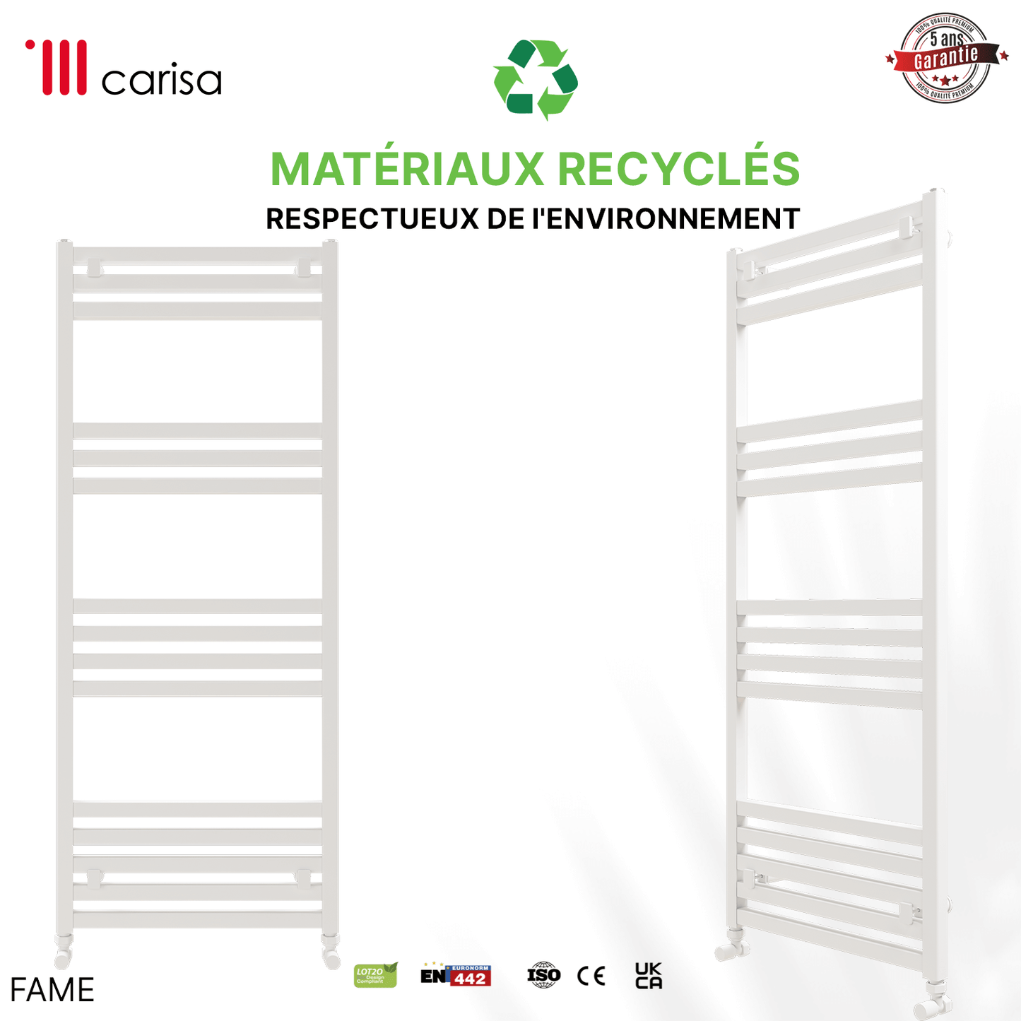Carisa Fame Sèche-Serviettes en Aluminium Design Moderne Blanc