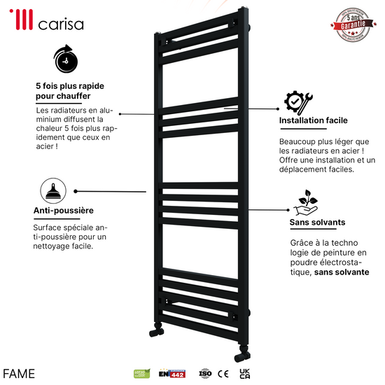 Carisa Fame Sèche-Serviettes en Aluminium Design Moderne Laiton Anodisé Brossé