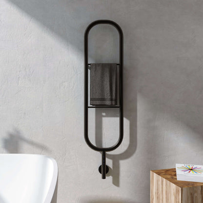 sèche-serviettes Carisa Felix électrique en inox noir mat, radiateur design mural pour salle de bain contemporaine