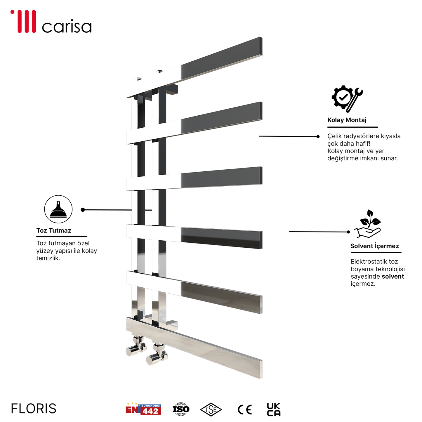 Carisa Floris Sèche-Serviettes en Acier Design Moderne Chromé