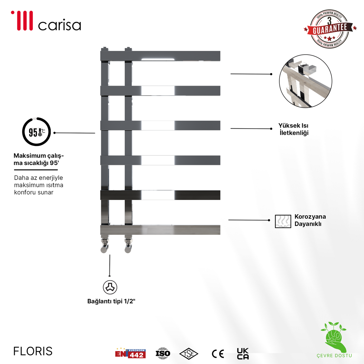 Carisa Floris Sèche-Serviettes en Acier Design Moderne Chromé